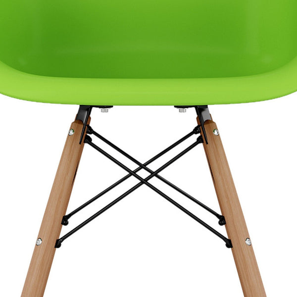Homeroots 28" Green And Brown Heavy Duty Plastic And Solid Wood Low Back Counter Height Bar Chair   520678