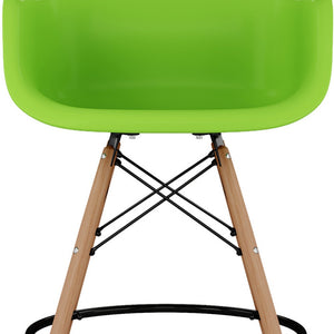 Homeroots 28" Green And Brown Heavy Duty Plastic And Solid Wood Low Back Counter Height Bar Chair   520678