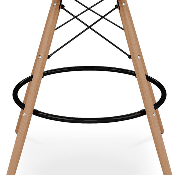 Homeroots 28" White And Brown Heavy Duty Plastic And Solid Wood Low Back Counter Height Bar Chair   520680