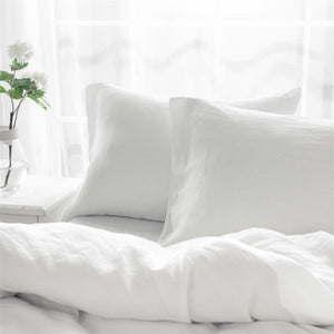 Homeroots Set Of Two Ivory Linen Pillowcases Soft White Linen 520690