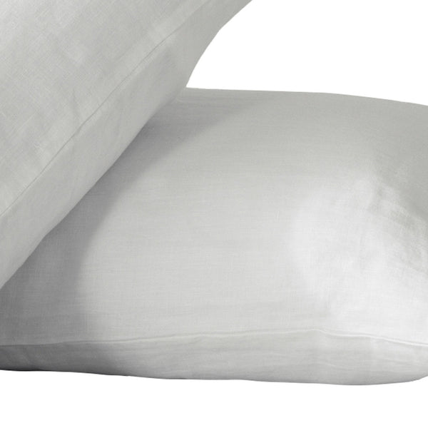 Homeroots Set Of Two Ivory Linen Pillowcases Soft White Linen 520690