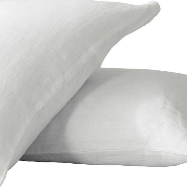 Homeroots Set Of Two Ivory Linen Pillowcases Soft White Linen 520690