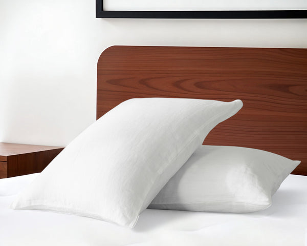 Homeroots Set Of Two Ivory Linen Pillowcases Soft White Linen 520690