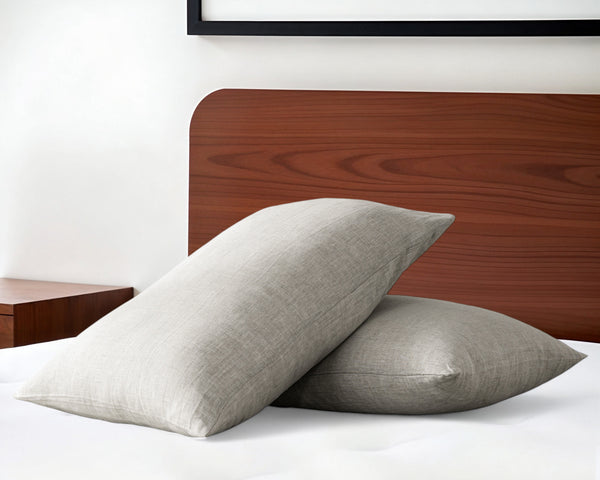 Homeroots Set Of Two Light Gray Linen Pillowcases Greige Linen 520691