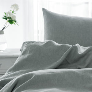 Homeroots Set Of Two Blue Linen Pillowcases Sea Glass Linen 520693