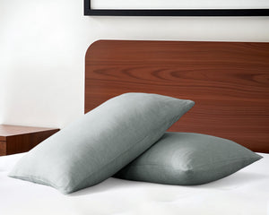 Homeroots Set Of Two Blue Linen Pillowcases Sea Glass Linen 520693