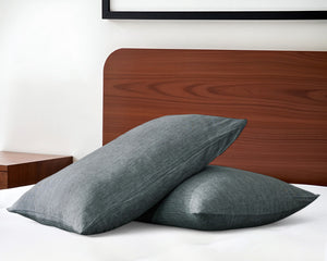 Homeroots Set Of Two Slate Gray Linen Pillowcases Iron Linen 520694