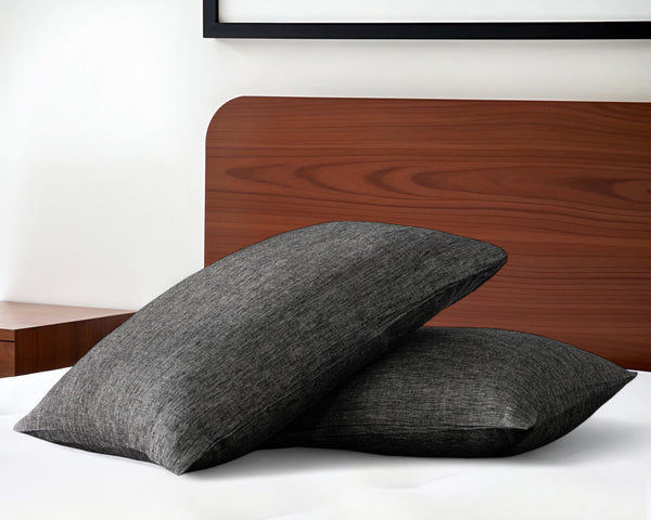 Homeroots Set Of Two Onyx Linen Pillowcases Onyx Linen 520695
