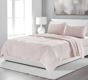 Homeroots Four Piece Champagne Pink Linen Sheet Set Pink Linen 520698
