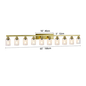 English Elm 10 Light Bathroom Vanity Fixture 65.4in Matte Metal 10-Light Wall Sconce with Clear Glass Shades for Mirror Gold W2312P374804