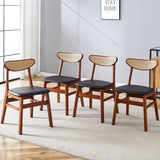 Stylish Solid Wood Dining Chair with Small Curved Back, PU Cushion, Beautiful Shape - Perfect for Any Room and Daily Use