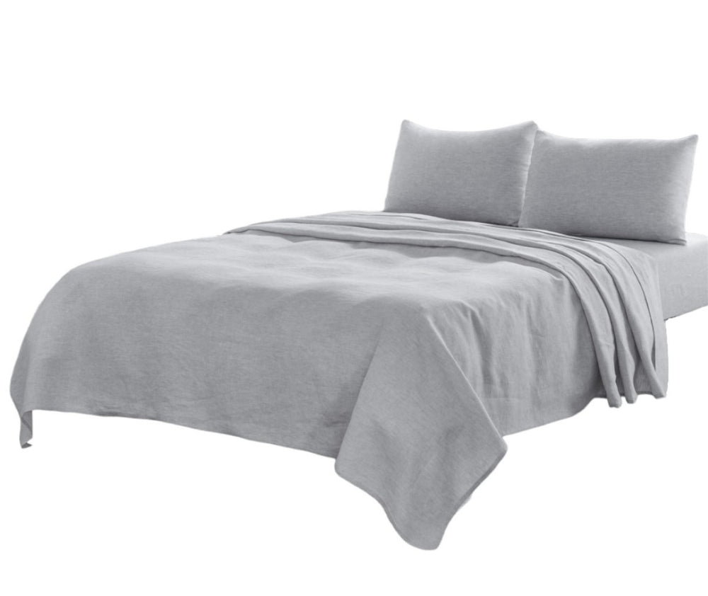 HomeRoots Four Piece Cloud Linen Sheet Set - Luxurious, Breathable, and Durable for Restorative Sleep Comfort 520707