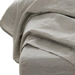 HomeRoots Four Piece Linen Twin Sheet Set - Breathable, Moisture-Wicking Comfort for a Stylish Bedroom Retreat Greige 520708