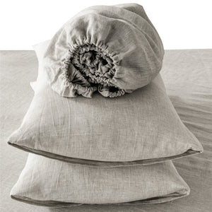 Homeroots Four Piece Light Gray Linen Sheet Set  Linen 520710