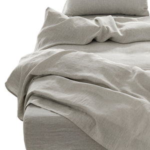 Homeroots Four Piece Light Gray Linen Sheet Set  Linen 520710