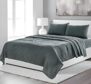 Homeroots Four Piece Slate Gray Linen Sheet Set Iron Linen 520713