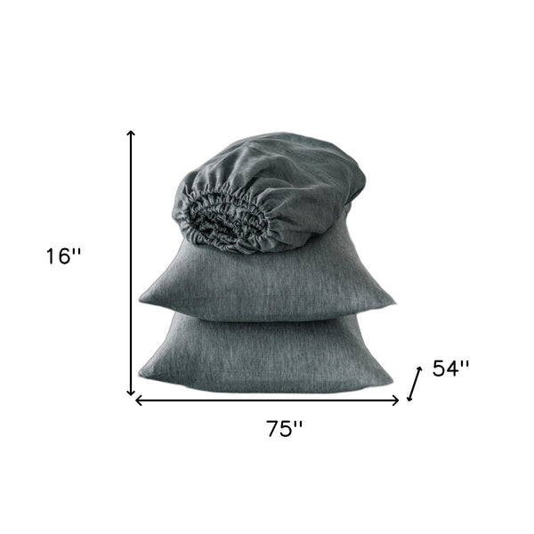 Homeroots Four Piece Slate Gray Linen Sheet Set Iron Linen 520714