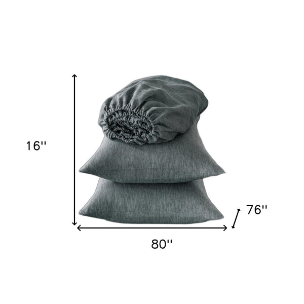 Homeroots Four Piece Slate Gray Linen Sheet Set Iron Linen 520716