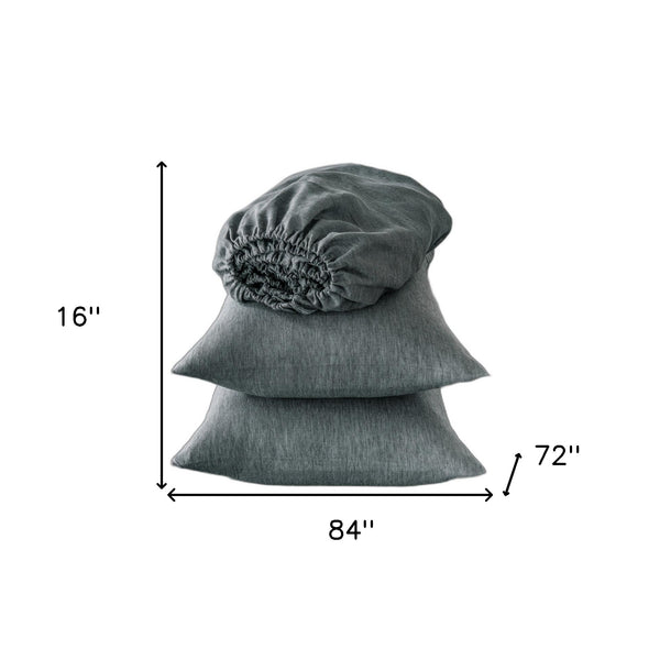 Homeroots Four Piece Slate Gray Linen Sheet Set Iron Linen 520717