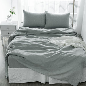 HomeRoots Four-Piece Blue Linen Twin Sheet Set – Breathable, Soft, Durable, and Perfect for Cool Comfortable Sleep 520718