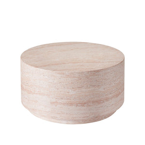 English Elm 27.5" Round Mgo Coffee Table Travertine Stone Finish Indoor Outdoor Patio Use N772P306665T