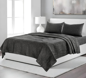 Homeroots Four Piece Onyx Linen Sheet Set Onyx Linen 520723