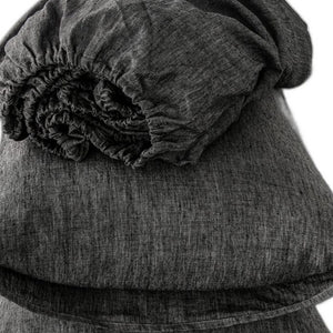 Homeroots Four Piece Onyx Linen Sheet Set Onyx Linen 520723