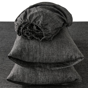 Homeroots Four Piece Onyx Linen Sheet Set Onyx Linen 520724