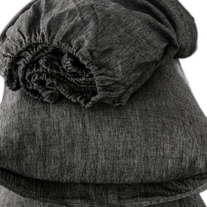 Homeroots Four Piece Onyx Linen Sheet Set Onyx Linen 520724