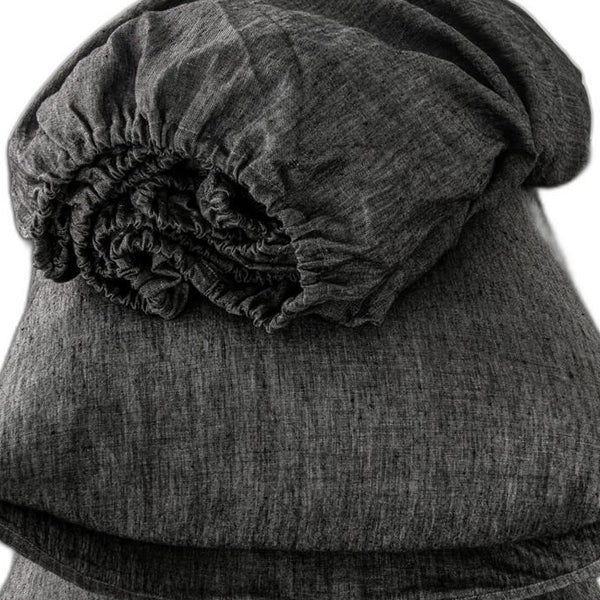 Homeroots Four Piece Onyx Linen Sheet Set Onyx Linen 520725