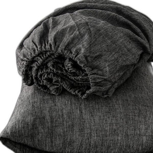 Homeroots Four Piece Onyx Linen Sheet Set Onyx Linen 520726