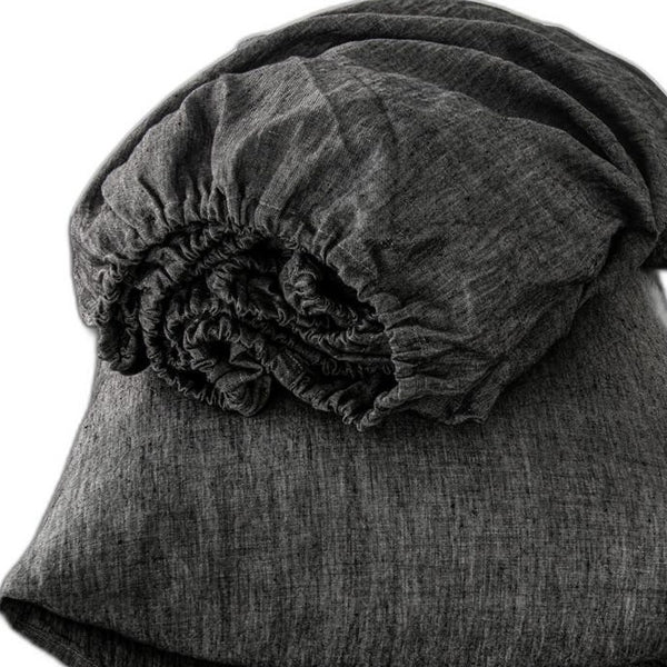 Homeroots Four Piece Onyx Linen Sheet Set Onyx Linen 520726