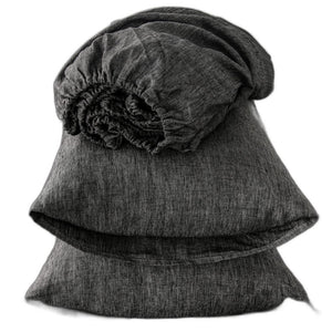 Homeroots Four Piece Onyx Linen Sheet Set Onyx Linen 520727