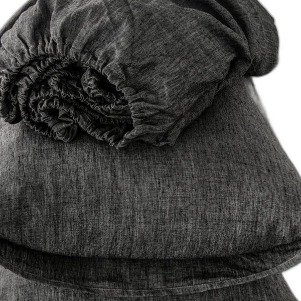 Homeroots Four Piece Onyx Linen Sheet Set Onyx Linen 520727