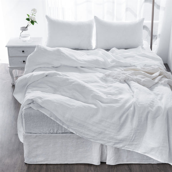 Homeroots Four Piece White Linen Twin Sheet Set White Linen 520728