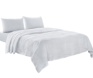 Homeroots Four Piece White Linen Twin Sheet Set White Linen 520728