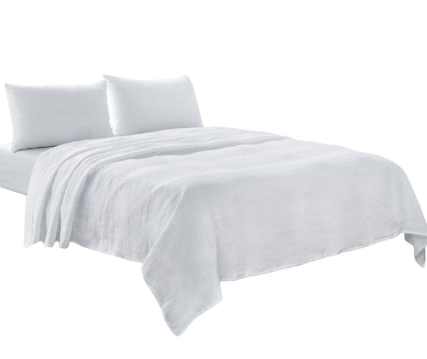 Homeroots Four Piece White Linen Twin Sheet Set White Linen 520728