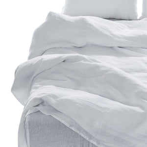 Homeroots Four Piece White Linen Full Double Sheet Set  Linen 520729