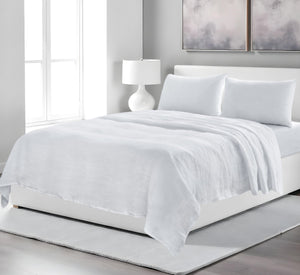 Homeroots Four Piece White Linen King Sheet Set White Linen 520731