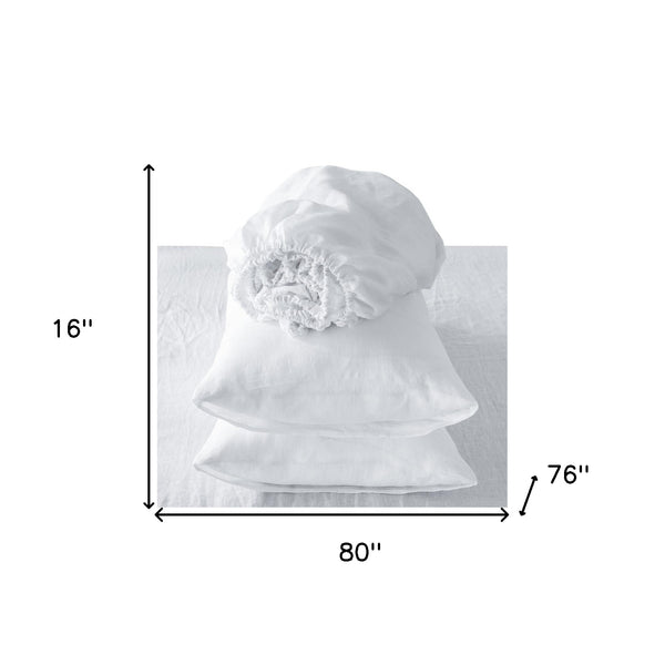 Homeroots Four Piece White Linen King Sheet Set White Linen 520731