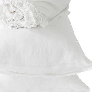 HomeRoots Four Piece Linen Twin Sheet Set - Breathable, Moisture-Wicking Comfort for a Stylish Bedroom Retreat Soft White 520733