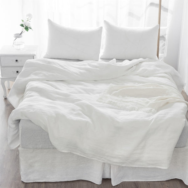 HomeRoots Four Piece Ivory Linen Sheet Set - Luxurious, Breathable Bedding for Ultimate Comfort & Style 520734