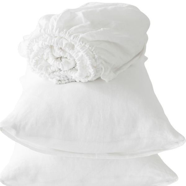 HomeRoots Four Piece Ivory Linen Sheet Set - Luxurious, Breathable Bedding for Ultimate Comfort & Style 520734