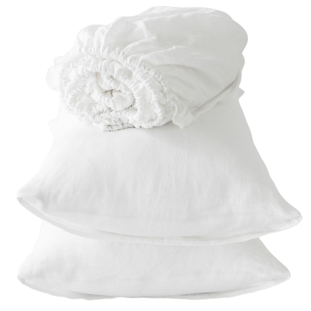 HomeRoots Four Piece Linen Queen Sheet Set - Luxuriously Soft, Breathable Bedding for Comfort & Style Soft White 520735