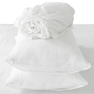 Homeroots Four Piece Ivory Linen Sheet Set Soft White Linen 520736