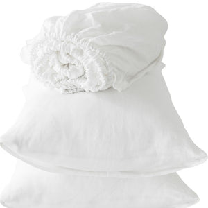 Homeroots Four Piece Ivory Linen Sheet Set Soft White Linen 520736