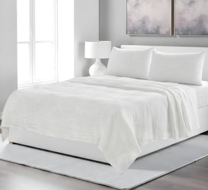 Homeroots Four Piece Ivory Linen Sheet Set Soft White Linen 520736