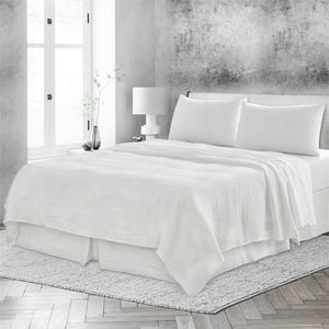 Homeroots Four Piece Ivory Linen Sheet Set Soft White Linen 520737
