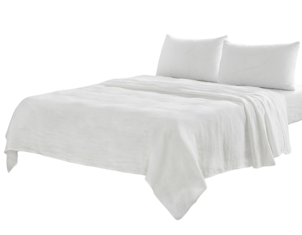 Homeroots Four Piece Ivory Linen Sheet Set Soft White Linen 520737
