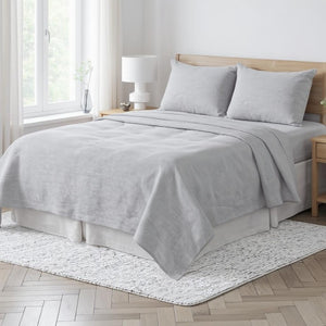 HomeRoots Light Linen Twin Flat Sheet - Luxuriously Soft, Breathable Comfort for a Relaxed, Stylish Bedroom Cloud 520741